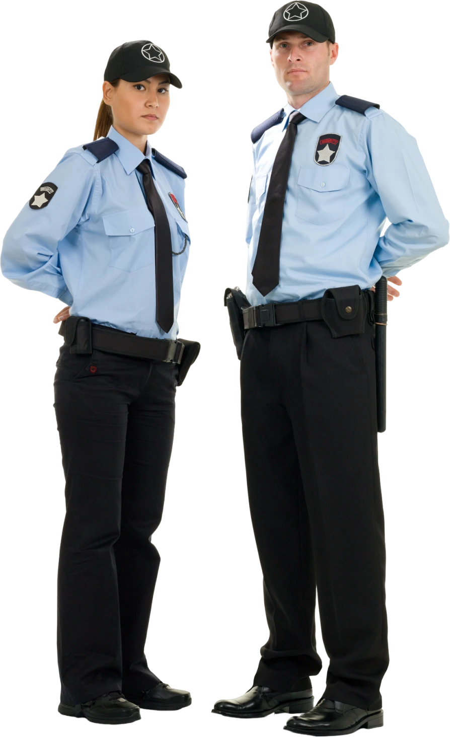 Male and female security officers